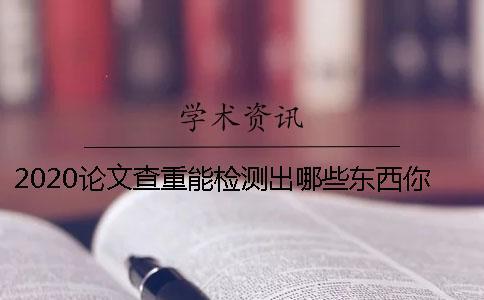 2020论文查重能检测出哪些东西你知道吗？